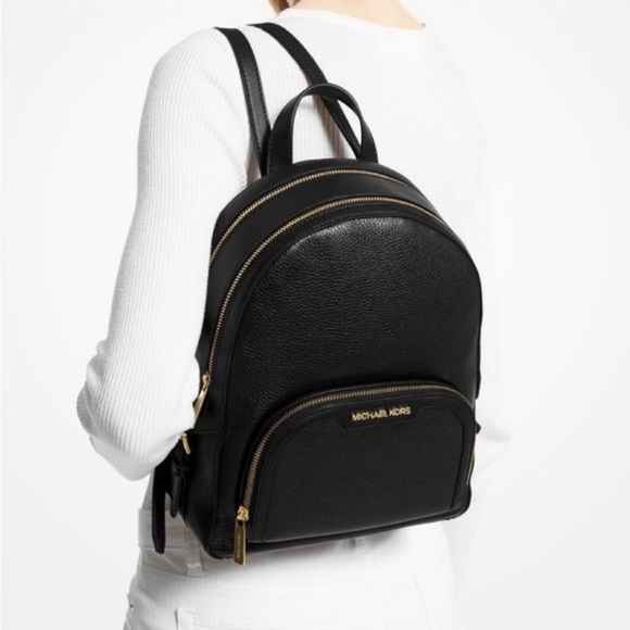 Michael Kors Jaycee Medium Pebbled Leather Backpack Black - Picture 2 of 12
